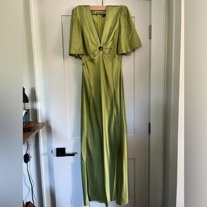 Abercrombie & Fitch Angel Sleeve Olive Maxi Dress with Ring Detail Size M - NWT